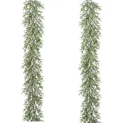 CREATIV green künstliche Pflanze Minifichten-Girlande, geeist, 180 cm, frost, 2er Set