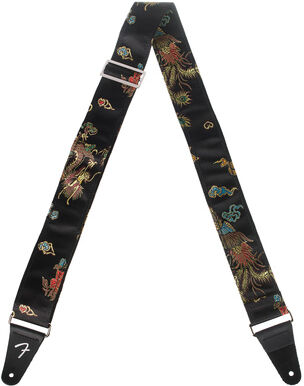 Fender Satin Dragon Strap BK Noir avec motif dragon