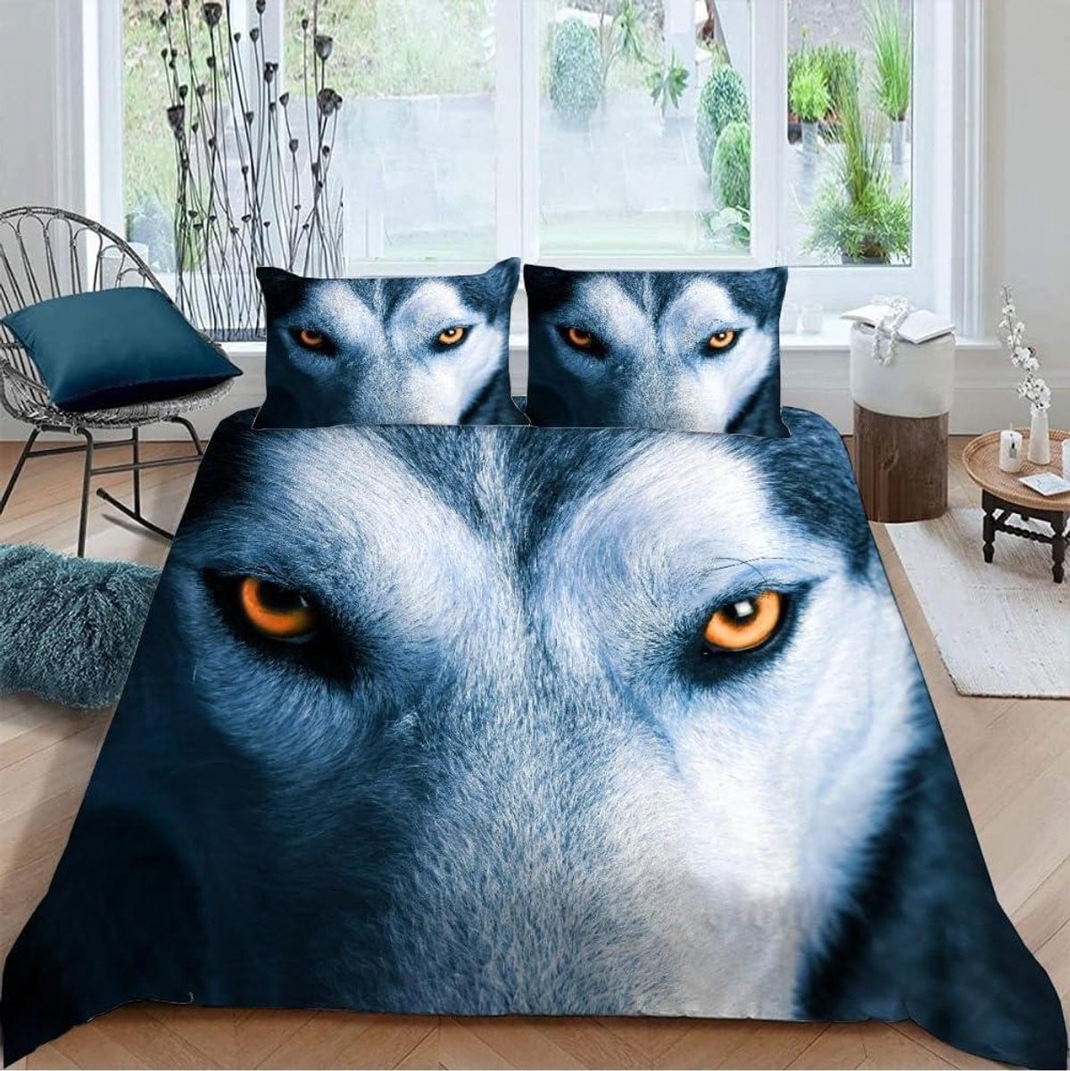 Dekbedovertrek Set met Wolf 3D Motief voor Volwassenen - 160x200 cm