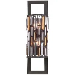 Wandlampe Leuchte Bernsteinperle Kristalle Stahl Bronze H 64,8 cm 2 Flammig