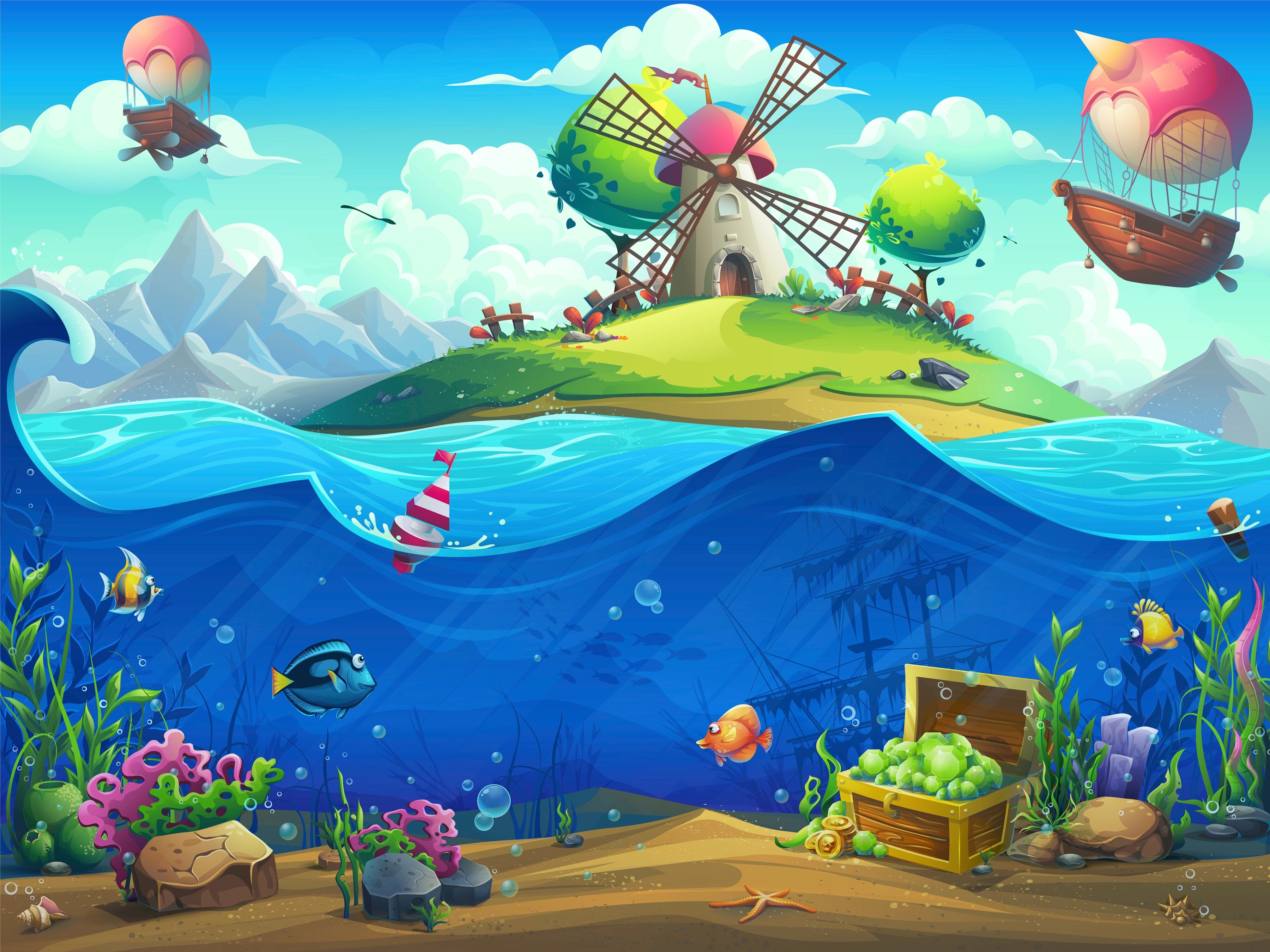 Papermoon "UNTERWASSER PIRATENSCHIFF" bunt B/L: 5m x 2,8m, Bahnen: 10 Stk.