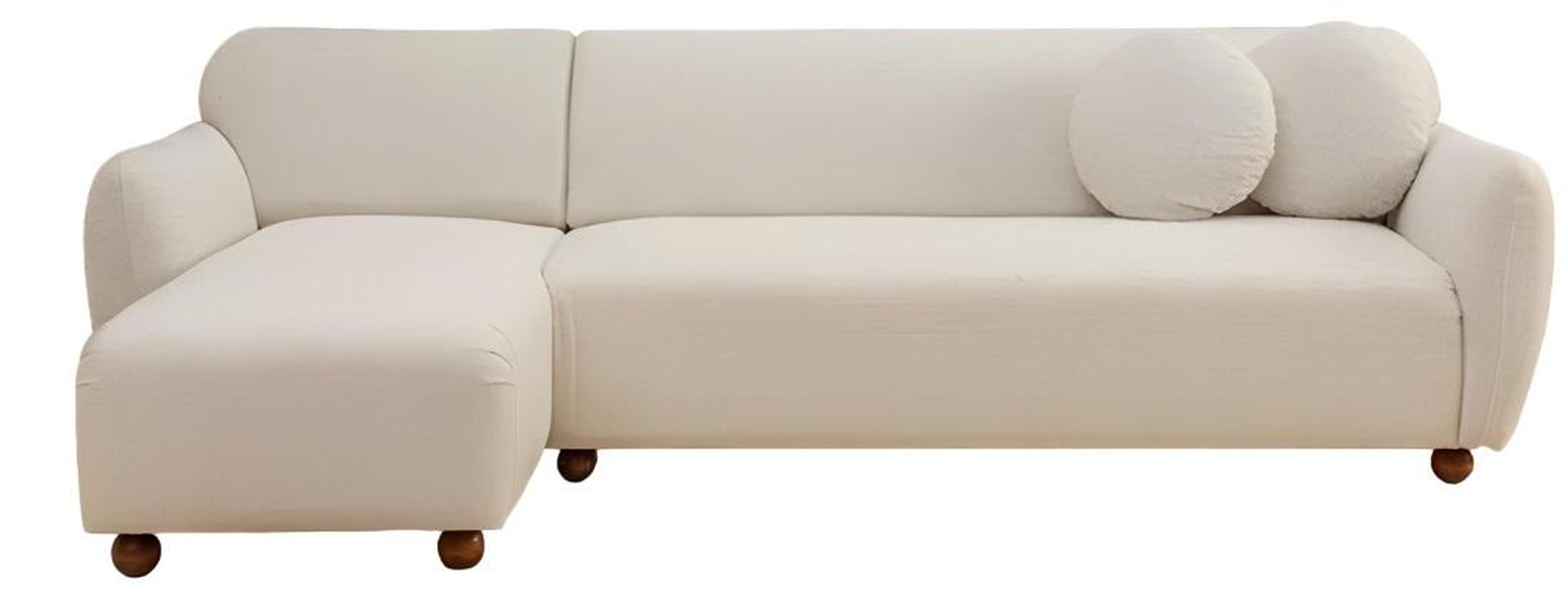 Ecksofa L-Form Modern Design Stil Weiß Wohnzimmer Textil Holz Material