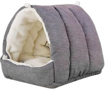 Friendly Fresh Finds Hanging Hammock Bird Nest Parrot Winter Shed Hut For Hamsters Small Pets, Plush Hideaway dark Gray s