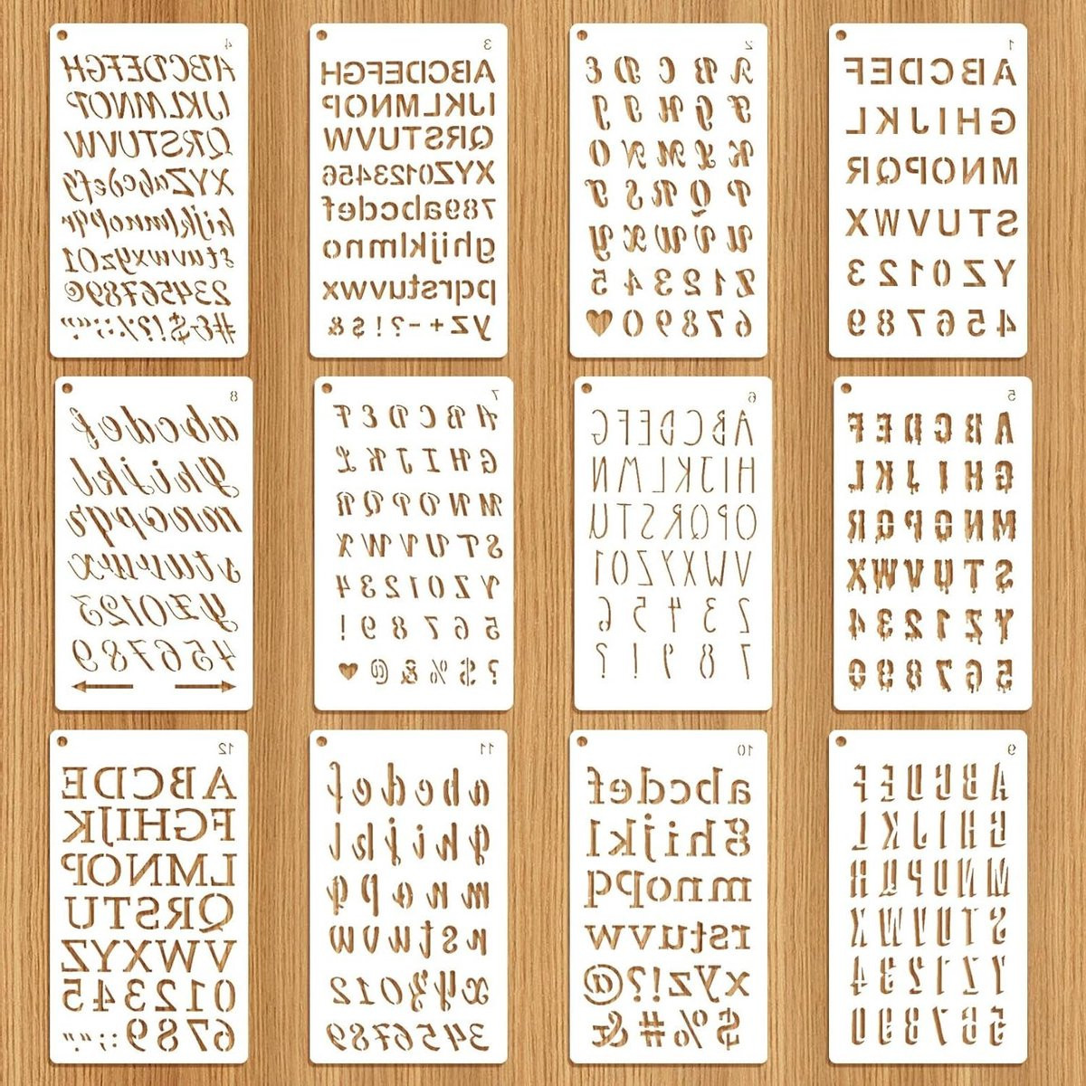 Alfabet en cijfer sjabloon set voor decoratie en knutselen, wit, 18 x 10 cm