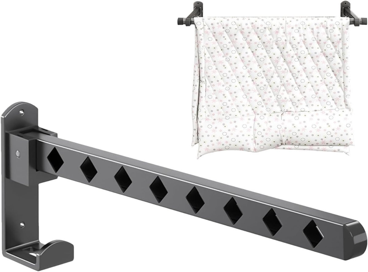 Grijs inklapbaar wasrek voor wandmontage, breedte: 62 cm