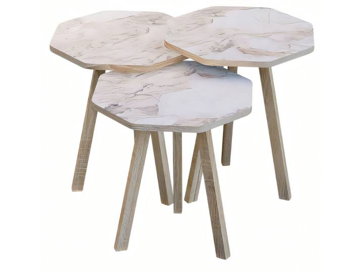 JVmoebel Couchtisch Beiger Holz Couchtisch im modernen Design mit eleganter Ästhetik (Set, Couchtisch, Couchtisch 2, Couchtisch 3), Made in Europe