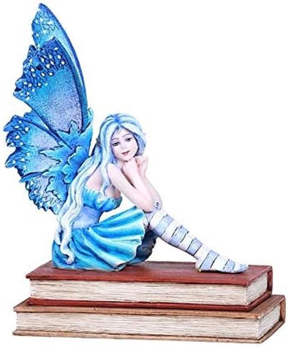 Porseleinwit Fairy Beeld Boek Muze Elf Zittend Ponderend voor Huisdecoratie