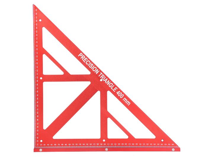 Règle triangulaire pour le travail du bois, 16 pouces, couleur rouge, échelle métrique en pouces de haute précision, Angle de 90/45 degrés, règle de mesure en alliage d'aluminium