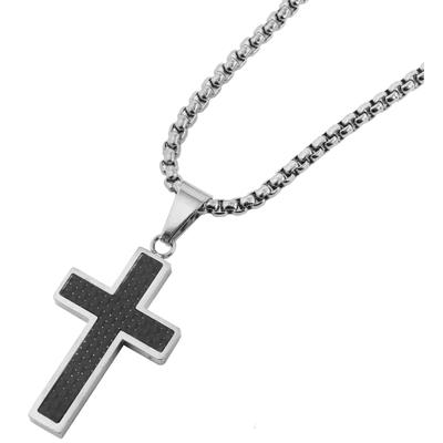 Kette ohne Anhänger ADELIA´S "Halskette mit Anhänger – Kreuz aus Edelstahl", schwarz (silber), Halsketten, Damen, 61cm, Edelstahl, Ein kleines Geschenk mit großer Wirkung