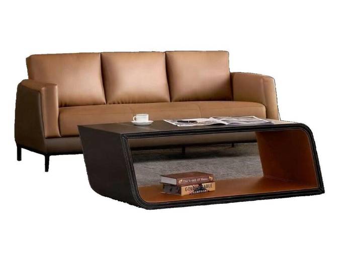 Xlmoebel Couchtisch Eleganter Holz-Couchtisch in Naturfarbe mit stabiler Bauweise, Hergestellt in Europa