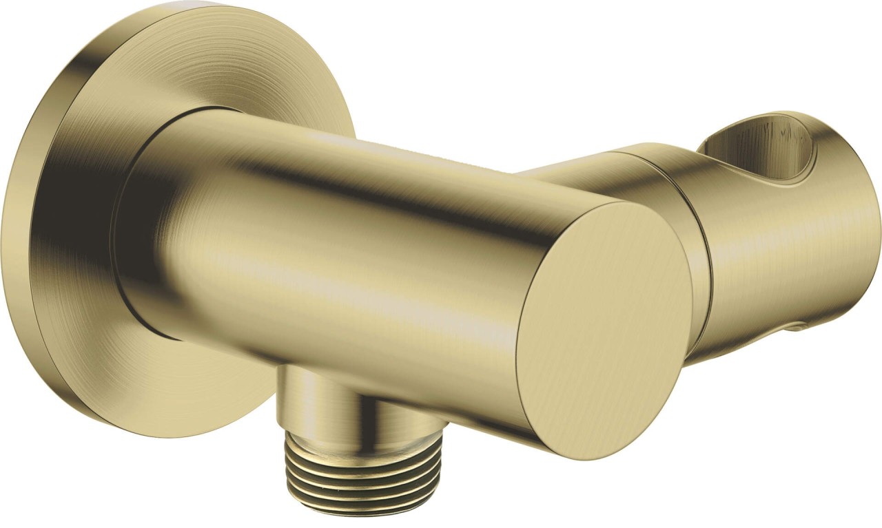 Neuesbad Serie 310 Eckanschluss Verstellbar mit Dusche Halterung, Rund, Gold gebürstet NB1DENACR57K1