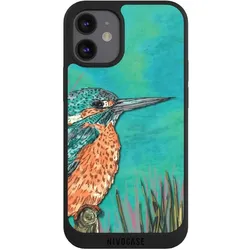 Nivocase Handyhülle für Apple iPhone 12 mini Hülle NIVOpure Case Schwarz Malerei Tiere Vogel (Apple iPhone 12 mini), Smartphone Hülle, Schwarz