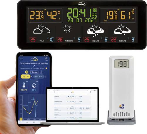 TFA Dostmann TFA.me ID-07 35.8107.01 WLAN-Wetterstation Vorhersage für 4 Tage Anzahl Sensoren max. 50