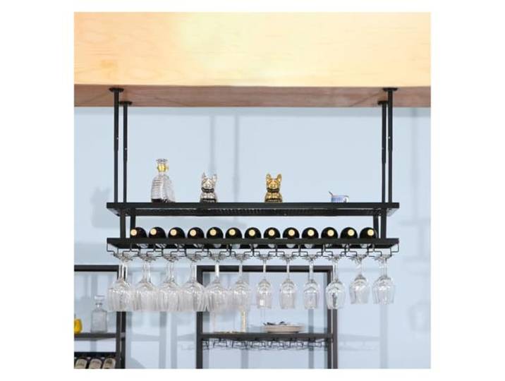 Weinglashalter Aus Metall Weinregal Glashalter Verstellbar Hängende Regale Weinregale Gläserhalterung, Regale Der Decke Große Kapazität Weinflaschenregal Stielgläserregal