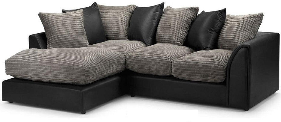 17 Stories Brohdy 5 Seater Corner Sofa Black/Grey 80cm H X 215cm W X 90cm D