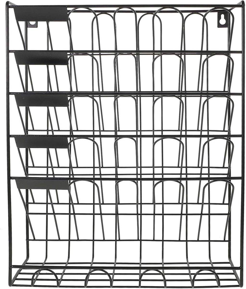 Zwarte wandmontage kunstboekenplank en tijdschriftenhouder voor kantoororganisatie, Breedte: 41,50 cm