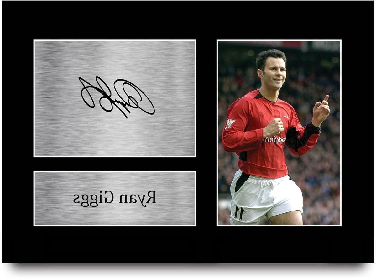 Voetbal Foto Display met Gesigneerde Foto Replica - Zwart - A4 29,7 x 21 cm