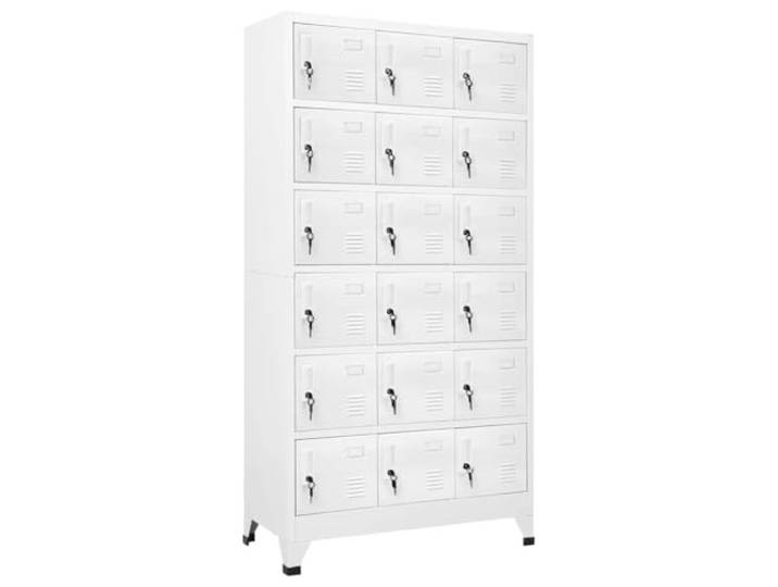 Schließfachschrank Grau 90 x 40 x 180 cm, mit 18 Fächern aus Metall Stahlblech-Korpus, abschließbare Türen mit je 2 Schlüsseln, 25 kg pro Regalboden, 170 kg Gesamtlast, für Umkleidekabinen