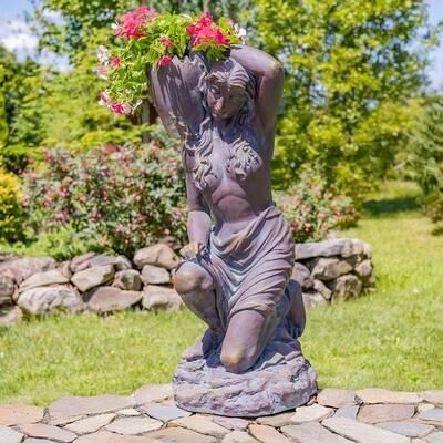 Zaer LTD "41"" Tall Lady Kneeling with Urn on Shoulder in 2 Finishes ""Rachael"""