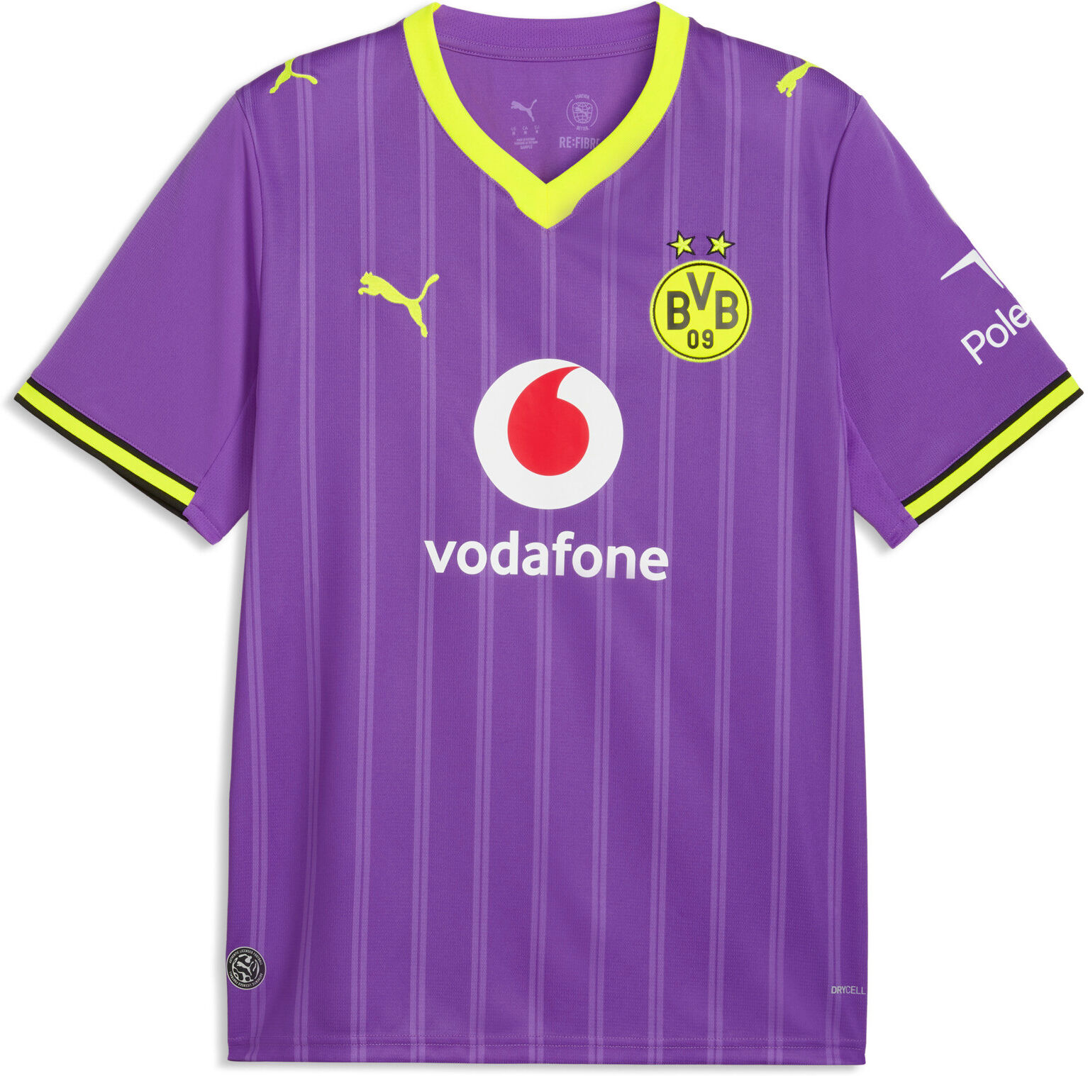 Fussballtrikot PUMA "BVB THIRD JERSEY REPLICA", Herren, Gr. XL, rot (lila glimmer, gelb alert), Web, Obermaterial: 100% Polyester, bedruckt, regular fit normal, Rundhals, Trikots Fussballtrikot, mit Rundhalsausschnitt, DryCELL-Technologie, atmungsaktiv li