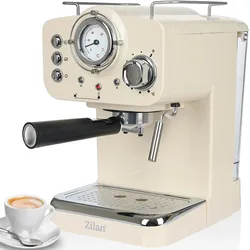 Zilan Espressomaschine mit Milchaufschäumer Siebträgermaschine 15 bar 1.25L gelb