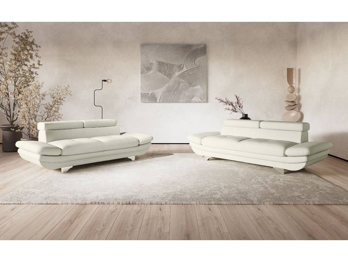 2-Sitzer COTTA Enterprise , weiss (altweiß), B:218cm H:91cm T:104cm, Softlux-Kunstleder;Luxus-Kunstleder, Sofas, 2-Sitzer, Big-Sofa, mit Armteilverstellung & Kopfteilverstellung