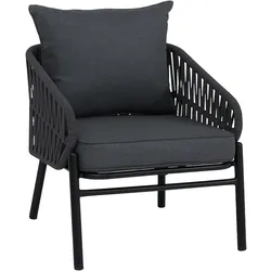 PROREGAL Aluminium-Gartenstuhl Loungestuhl Sessel Outdoor Seilgeflecht Rope Stoff/Textil (180g/m2) Anthrazit
