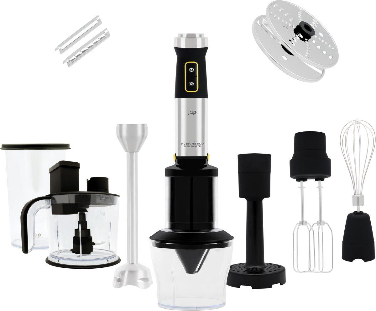 JAP ForceBlend F3 Staafmixer Set met Foodprocessor - 1500W - 21 Snelheden - Inclusief Maatbeker, Spiraalsnijder, Garde en Klopper