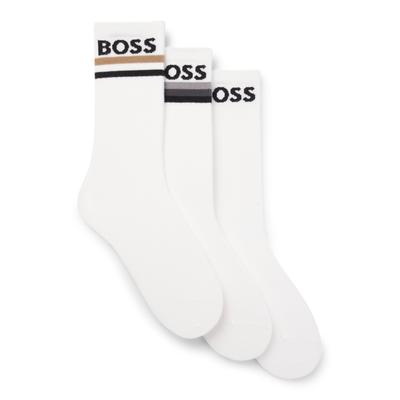 Basicsocken BOSS "3PQS PiquetStripe VI", Herren, Gr. 39-42, weiß (open miscellaneous 960), Materialmix, gemustert, elastisch, Socken, aus Bambus-Mix mit Logos
