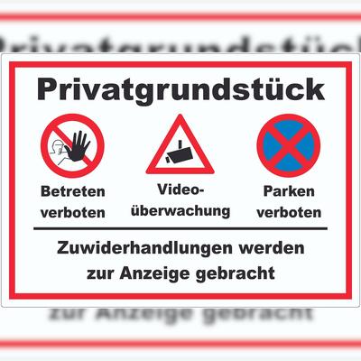 HB-Druck Privatgrundstück Betreten und Parken verboten Videoüberwachung Aufkleber A0 (841x1189mm)