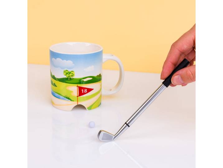 MikaMax Golf Mok met Golfstick Pen en Golfballetje - Beker - Mok - Golf Accessoires - 400 Gram