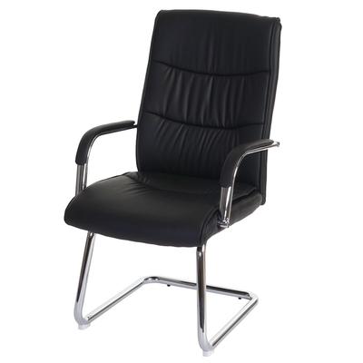 Décoshop26 - Bürostuhl ohne Rollen Konferenzstuhl mit Armlehnen aus schwarzem PVC 04_0001927