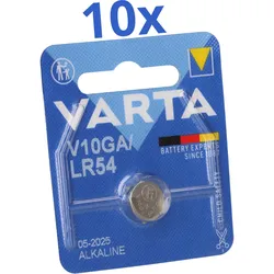 10x Varta Knopfzelle Electronics V 10 GA Alkaline 1,5 V 1er Blister