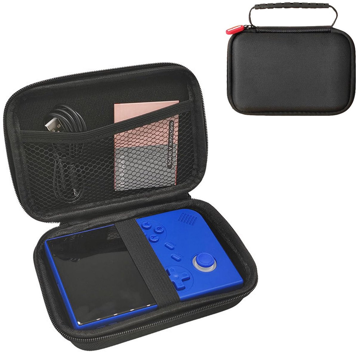 Draagtas voor Anbernic RG40XXV Retro Handheld Game Console, EVA-hoes en Travel Organizer Box, zwart