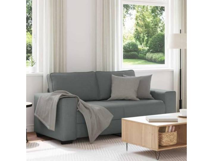 HEFZGDB 2-Sitzer-Sofa Dunkelgrau 140 cm Stoff Polyestergewebe Wohnzimmer Loungesofa mit Breiten Armlehnen Robustes Holz Metall Gestell Bequem Entspannen Lesen Fernsehen