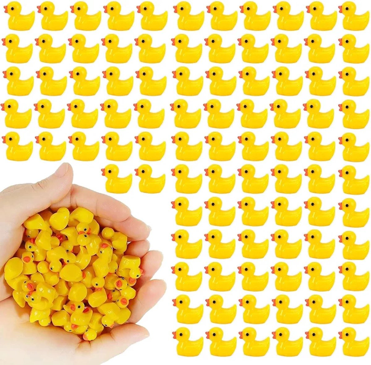 100 stuks Mini Gele Eendjes van Hars voor Decoratie en Micro-landschappen