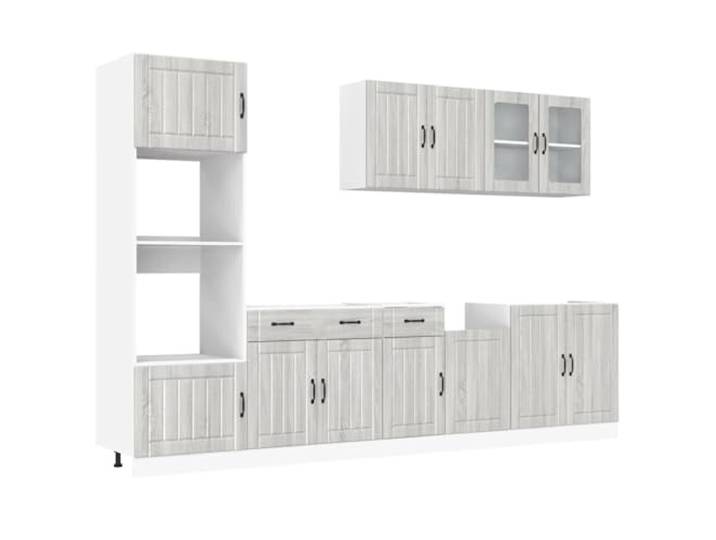 Kalmar Küchenschrank-Set, 7-teilig, Holz Verstellbare Füße, glatte Oberfläche, Wandbefestigung im Lieferumfang enthalten, Arbeitsplatte nicht im Lieferumfang