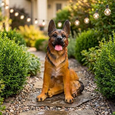 Kodotan sofa Realistic German Shepherd Resin Statue, Weather-Resistant Dog Ornament, An Outdoor Garden Sculpture