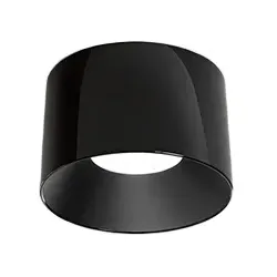 Moderne zylindrische LED-Deckenleuchte aus glänzend schwarzem Metall, 24 W dimmbar, Durchmesser 35 cm, hohe Lichtausbeute (CRI 80) – Perenz