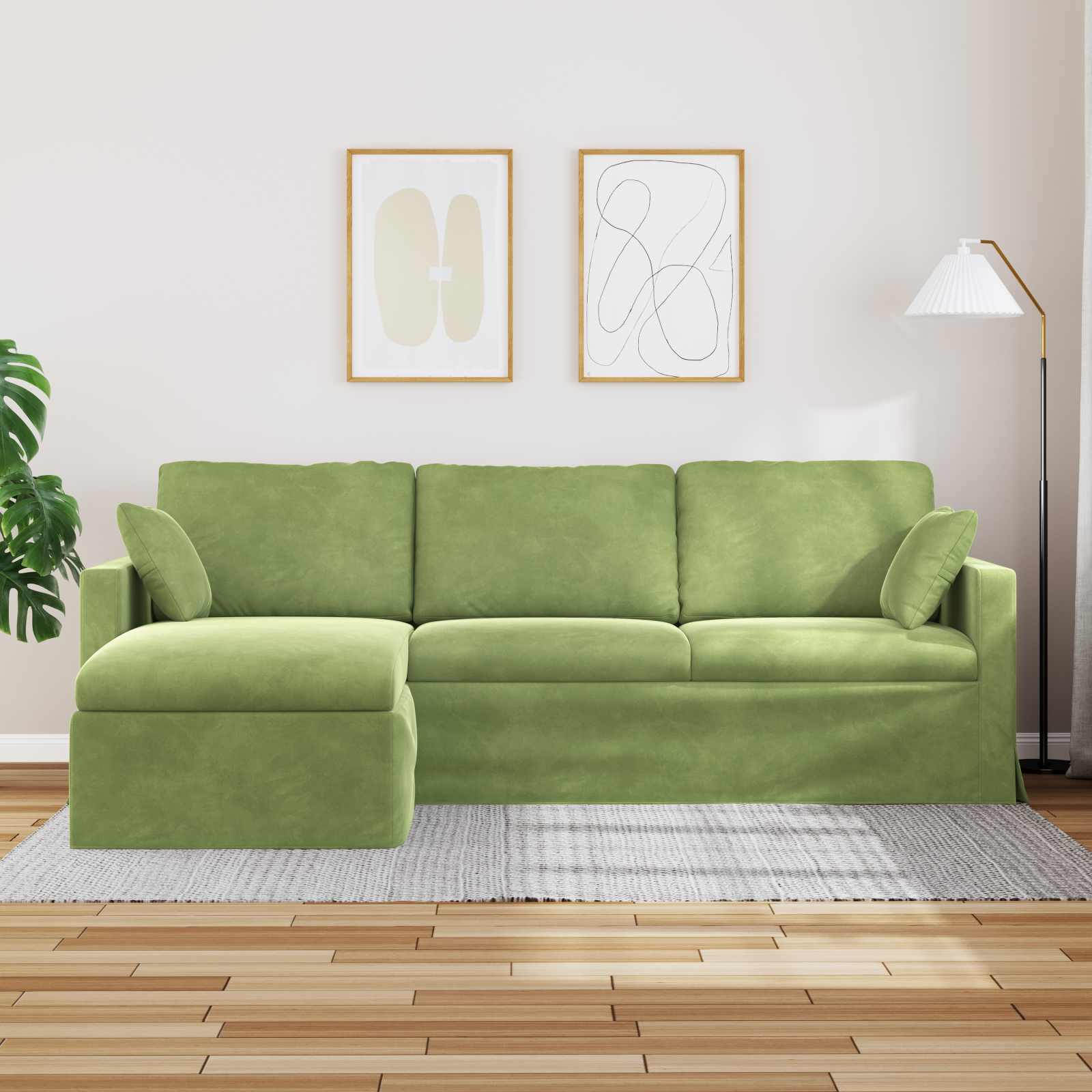 vidaXL Canapé Vert clair 228 x 134 x 80 cm Velours