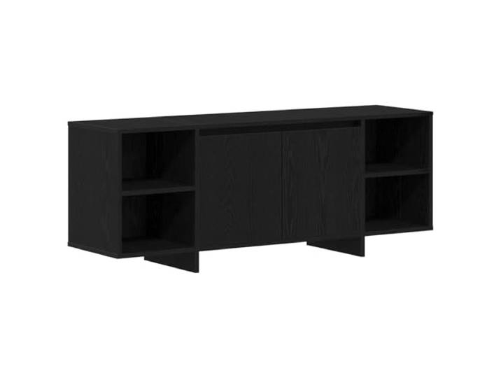 GHVBNMF TV Lowboard 130x35x50 cm Schwarze Eiche TV-Schrank Holzwerkstoff Modernes Fernsehmöbel mit 4 Türen und verstellbaren Böden für strukturierten Stauraum im Wohnzimmer sowie Schlafzimmer.