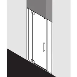 Kermi Pasa XP Pendeltür 1-flügelig mit Festfeldern PX1GL12320VYK 123x200cm, silber glanz, ESG SR OpacoClean, links, auf Duschplatz