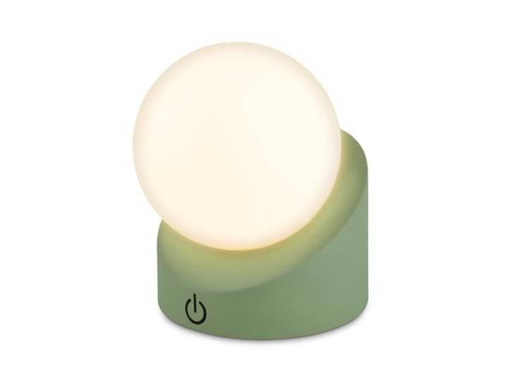 BRILONER - Mini LED Tischlampe kabellos IP54 mit Touch, dimmbar in Stufen, Akku & Lichtquelle tauschbar, Nachttischlampe, Kugel, LED Lampe, Akku Tischleuchte, Outdoor Lampe, 10x8x9 cm, Grün