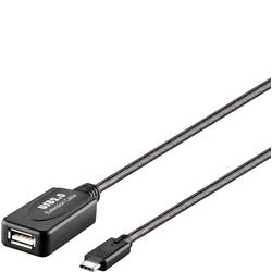 Renkforce USB-Kabel USB 2.0 USB-C® Stecker, USB-A Buchse 10.00 m Schwarz Aktiv mit Signalverstärkung, vergoldete Steckkontakte RF-5067256