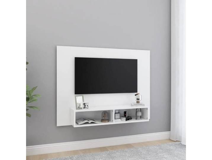 Meuble TV Suspendu Meuble TV Mural Design Étagère Murale pour Télévision Meuble TV Mural Blanc 120x23 5x90 cm Aggloméré[1245]