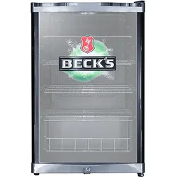CUBES HC 241 E BECK'S Getränkekühlschrank (115 l, E, 845 mm hoch, Schwarz / Grün)