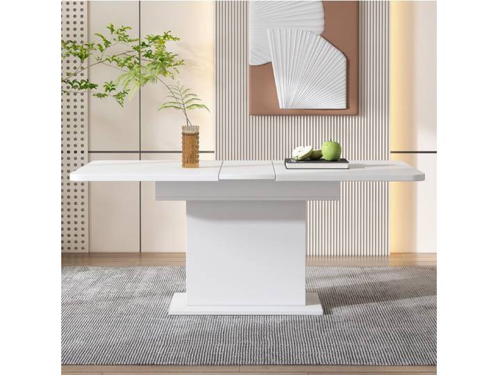 Ensemble Table A Manger Blanche Table Rectangulaire Extensible FloraGrace Pour Salle A Manger Avec Rangement 130x70x75cm