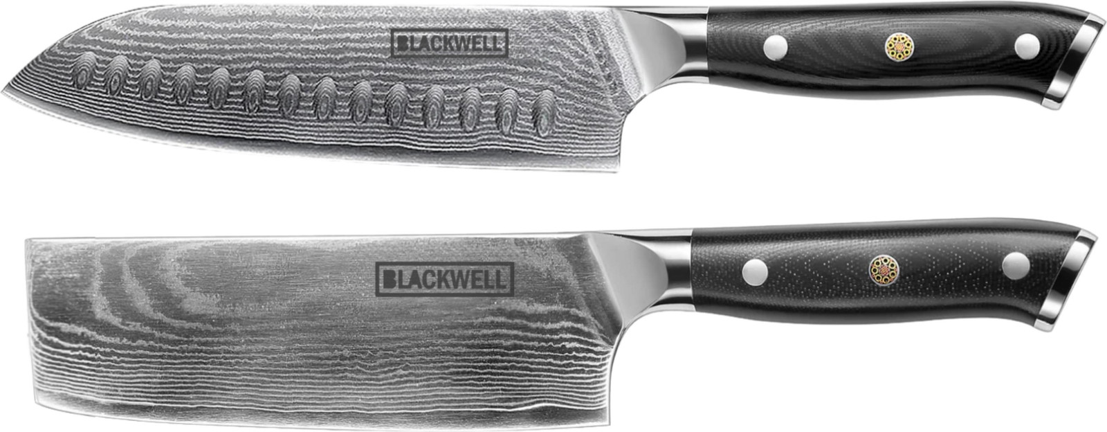 Blackwell Messenset 2-delig met Santokumes en Groentemes/Nakirimes - Japanse stijl - 67 lagen damaststaal - VG10