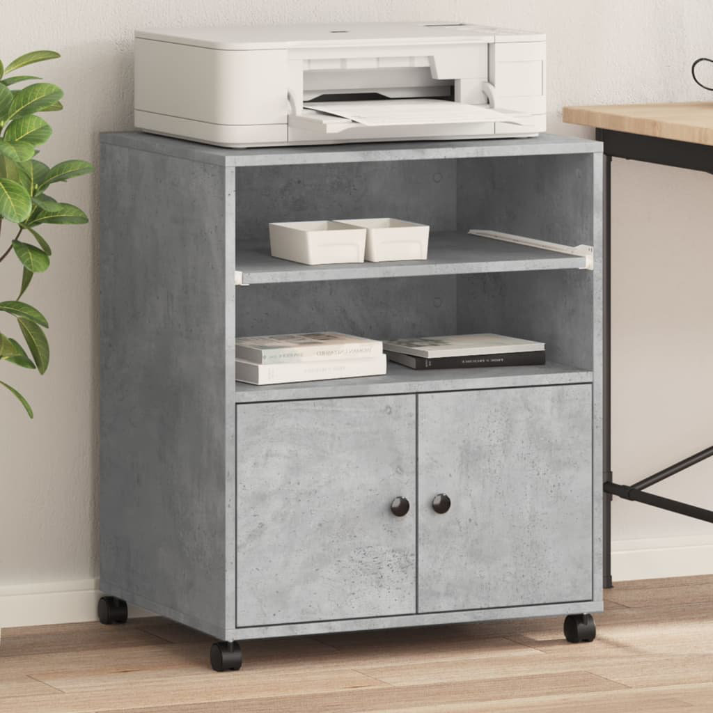 vidaXL 74cm H x 60cm W Printer Stand Concrete Grey 74cm H X 60cm W X 48cm D