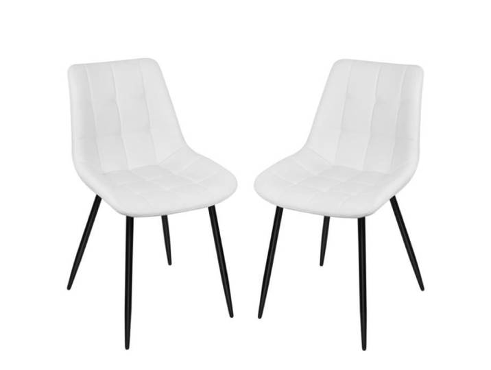 JEOBEST. Lot de 2 chaises de cuisine blanches chaises design cuir PU imperméable